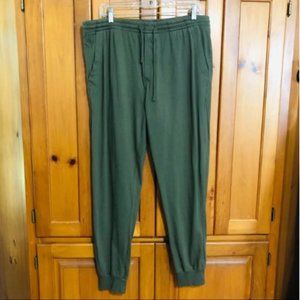J Crew knit goods re-imagined olive green joggers sz L slim 100% cotton